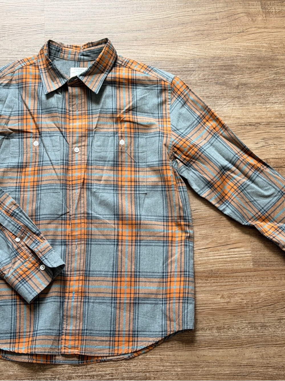 Crewcuts Orange and Gray Plaid Button-Down Shirt